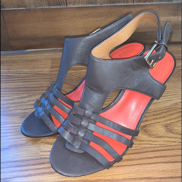 Brown Nine West Slingback Sandals With 3 inch Heel - Picture 5 of 5